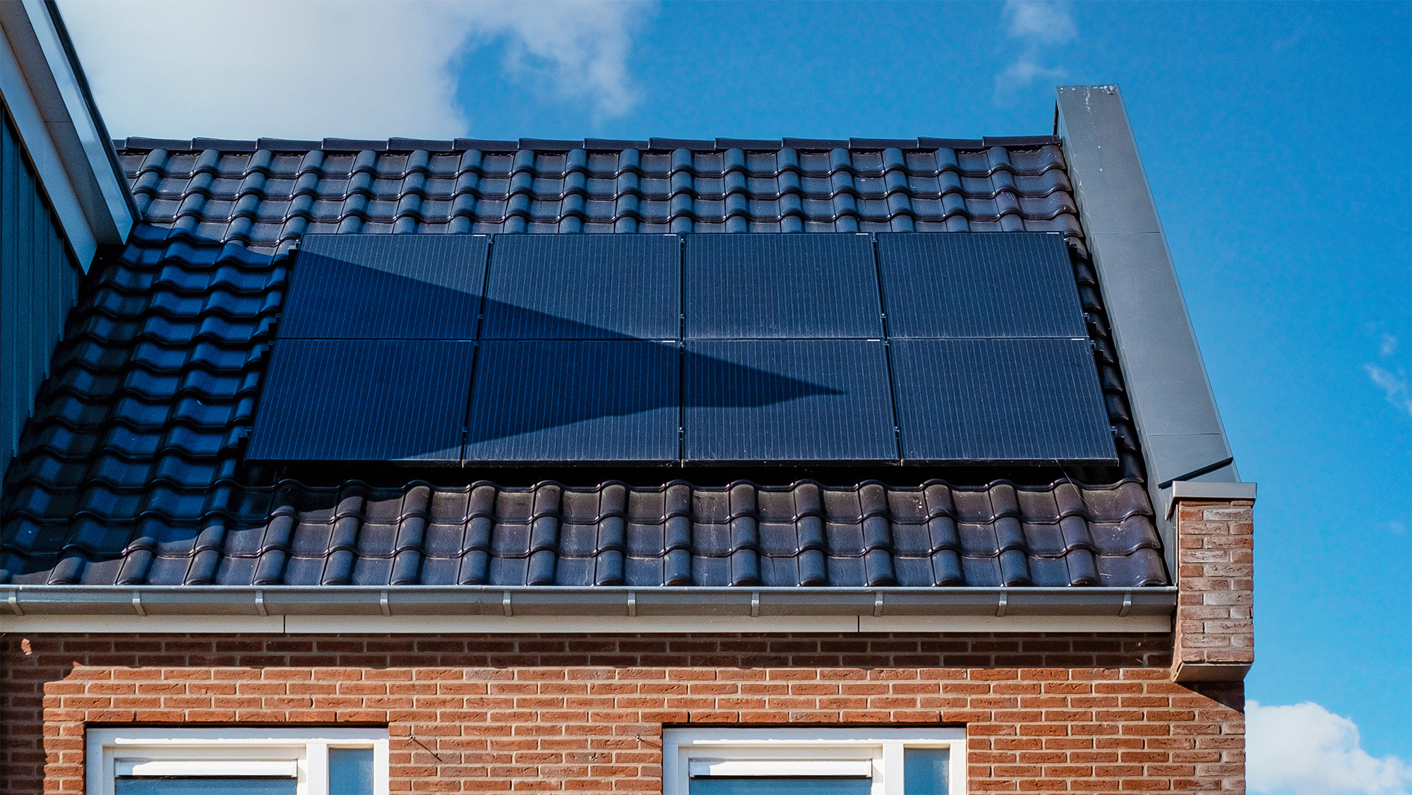 Small solar panels on house
