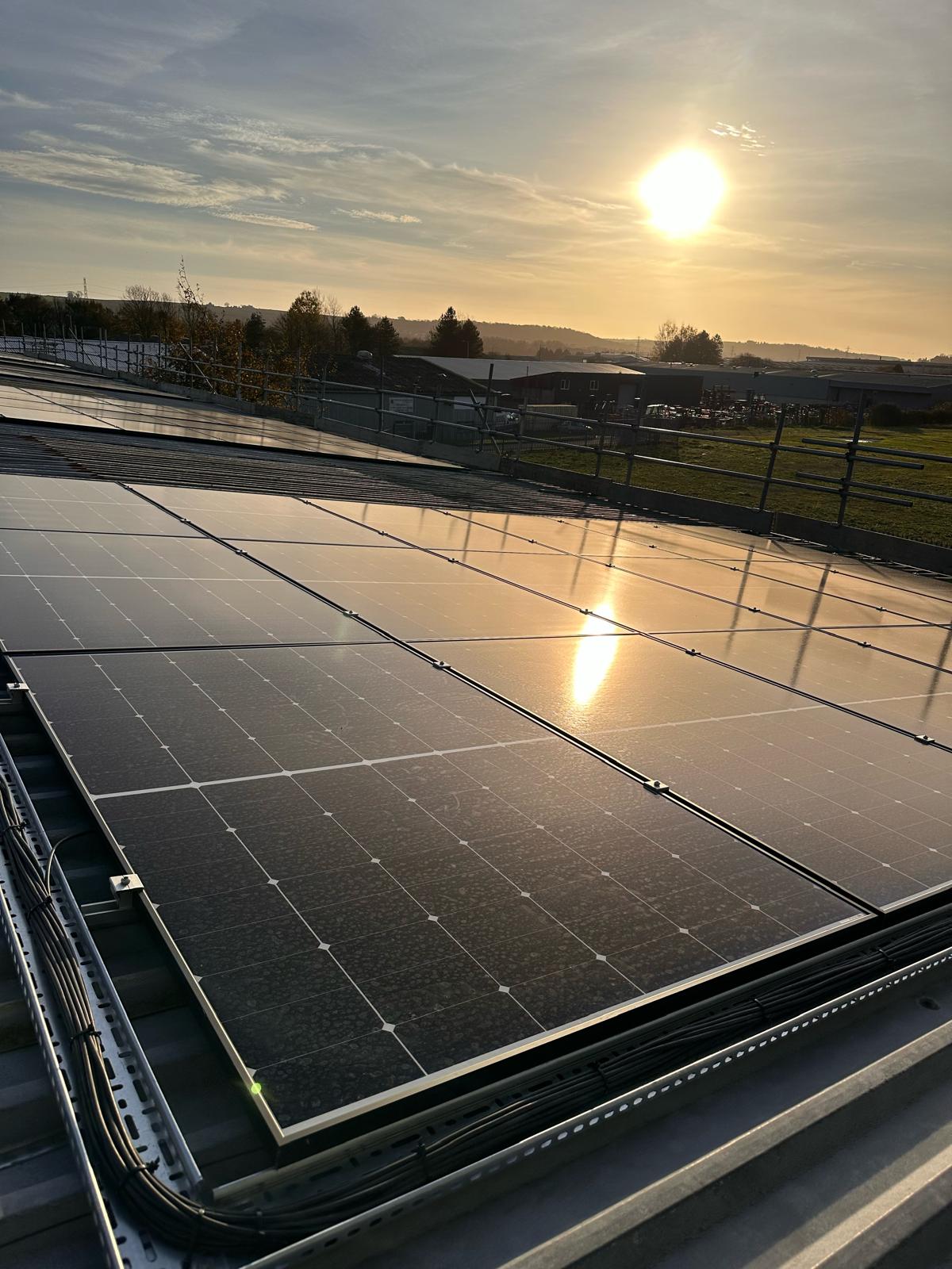Solar Panels with sunset